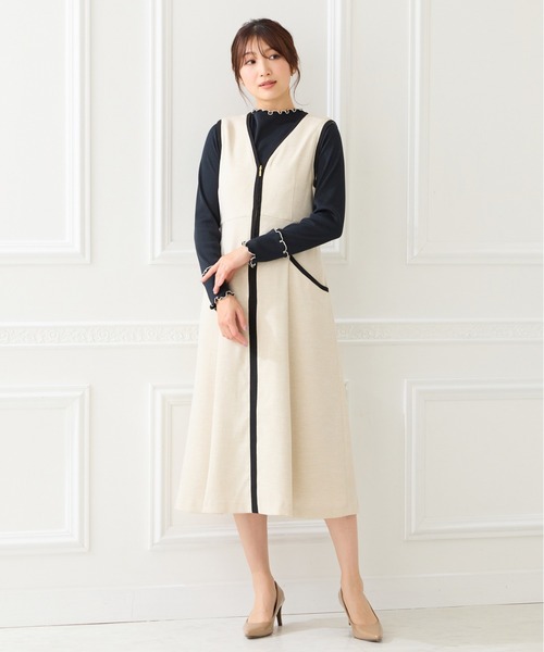 Rose Tiara(ローズティアラ)の「【接触冷感/UVカット/防シワ】リネンライクジャンパースカート(ジャンパースカート・レディース・ブラック/グレー/ベージュ・46/42/38)」の10枚目の写真