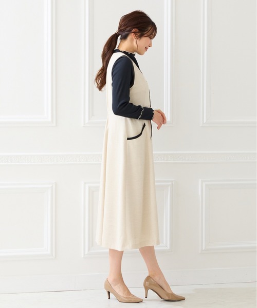 Rose Tiara(ローズティアラ)の「【接触冷感/UVカット/防シワ】リネンライクジャンパースカート(ジャンパースカート・レディース・ブラック/グレー/ベージュ・46/42/38)」の18枚目の写真