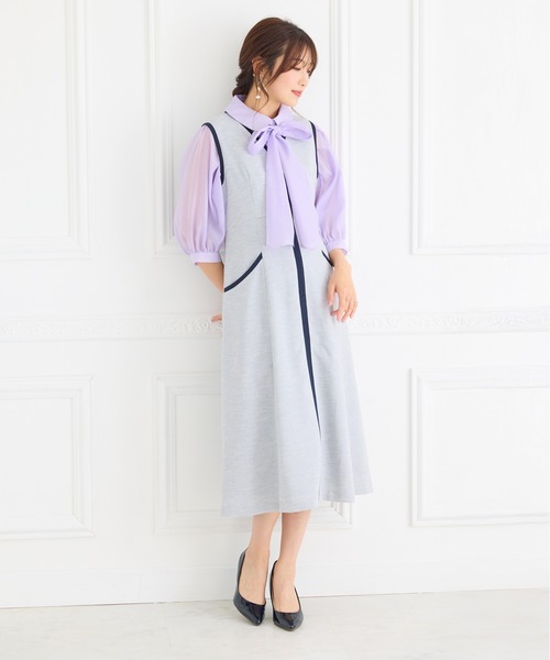 Rose Tiara(ローズティアラ)の「【接触冷感/UVカット/防シワ】リネンライクジャンパースカート(ジャンパースカート・レディース・ブラック/グレー/ベージュ・46/42/38)」の5枚目の写真