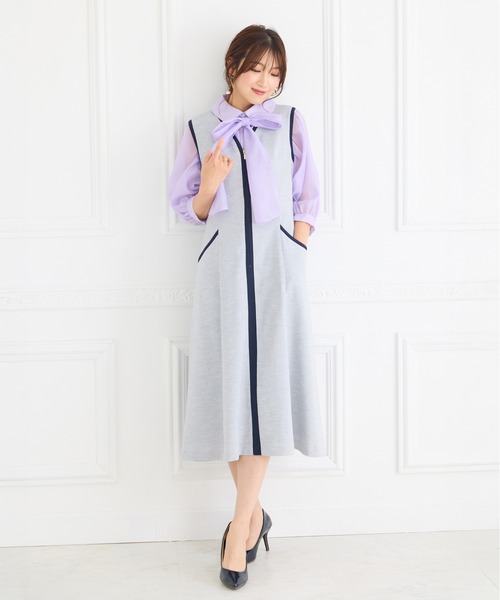 Rose Tiara(ローズティアラ)の「【接触冷感/UVカット/防シワ】リネンライクジャンパースカート(ジャンパースカート・レディース・ブラック/グレー/ベージュ・46/42/38)」の7枚目の写真