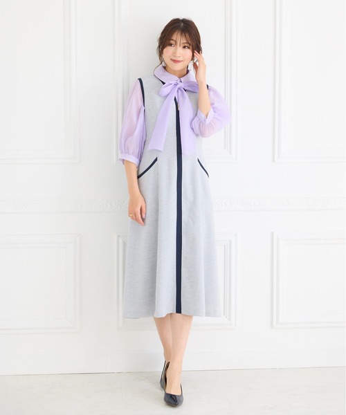 Rose Tiara(ローズティアラ)の「【接触冷感/UVカット/防シワ】リネンライクジャンパースカート(ジャンパースカート・レディース・ブラック/グレー/ベージュ・46/42/38)」の8枚目の写真