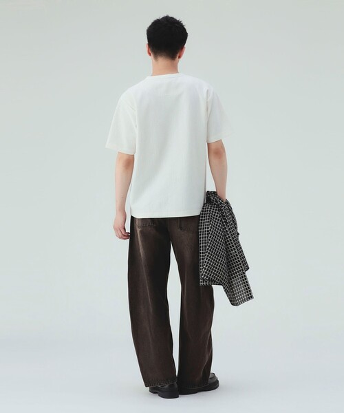 BEAMS HEART（ビームスハート）の「クイックドライ ワッフル ヘンリーネック カットソー（吸水速乾）（Tシャツ/カットソー・メンズ・ブラック/ホワイト・S/M/L/XL）」の4枚目の写真