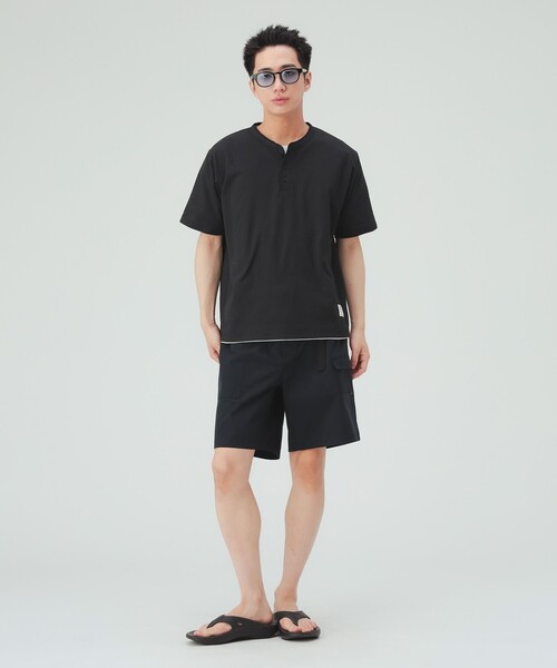 BEAMS HEART（ビームスハート）の「クイックドライ ワッフル ヘンリーネック カットソー（吸水速乾）（Tシャツ/カットソー・メンズ・ブラック/ホワイト・S/M/L/XL）」の10枚目の写真