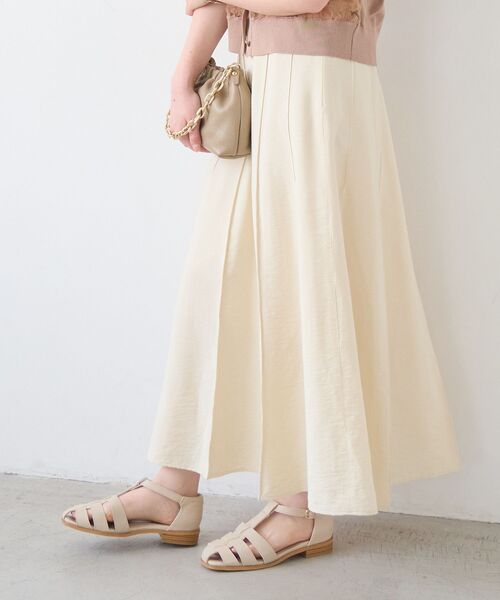 le.coeur blanc（ルクールブラン）の「パネルピンタックフレアスカート（スカート・レディース・オレンジ/ダークグレー/ライトイエロー・36/38）」の6枚目の写真