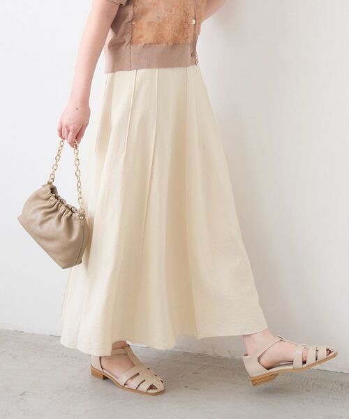 le.coeur blanc（ルクールブラン）の「パネルピンタックフレアスカート（スカート・レディース・オレンジ/ダークグレー/ライトイエロー・36/38）」の7枚目の写真