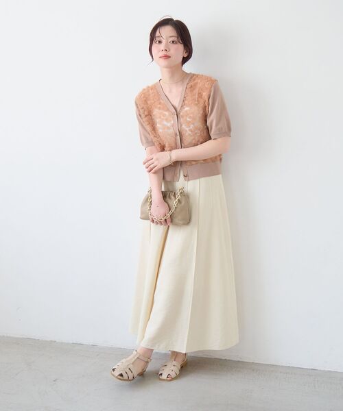 le.coeur blanc（ルクールブラン）の「パネルピンタックフレアスカート（スカート・レディース・オレンジ/ダークグレー/ライトイエロー・36/38）」の8枚目の写真