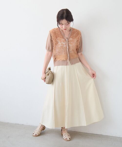 le.coeur blanc（ルクールブラン）の「パネルピンタックフレアスカート（スカート・レディース・オレンジ/ダークグレー/ライトイエロー・36/38）」の9枚目の写真