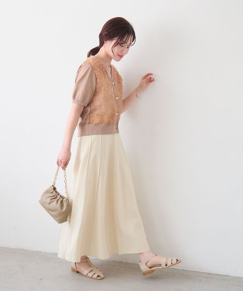 le.coeur blanc（ルクールブラン）の「パネルピンタックフレアスカート（スカート・レディース・オレンジ/ダークグレー/ライトイエロー・36/38）」の10枚目の写真