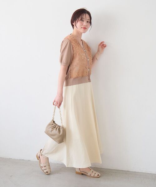 le.coeur blanc（ルクールブラン）の「パネルピンタックフレアスカート（スカート・レディース・オレンジ/ダークグレー/ライトイエロー・36/38）」の11枚目の写真