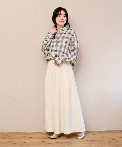 le.coeur blanc（ルクールブラン）の「パネルピンタックフレアスカート（スカート・レディース・オレンジ/ダークグレー/ライトイエロー・36/38）」の15枚目の写真