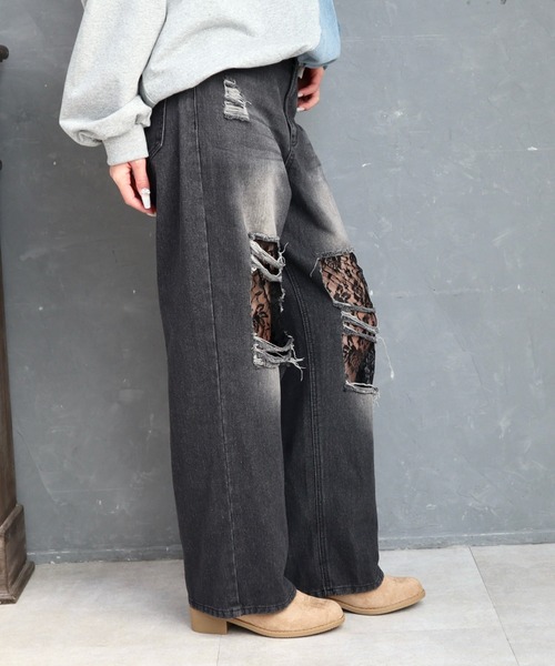 CECIL McBEE（セシルマクビー）の「レースダメージデニムワイドパンツ（デニムパンツ・レディース・ブラック/サックスブルー・MEDIUM/LARGE）」の19枚目の写真