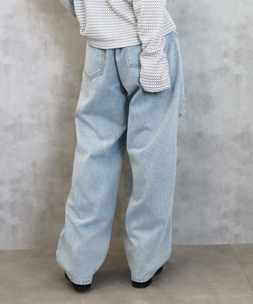 CECIL McBEE（セシルマクビー）の「レースダメージデニムワイドパンツ（デニムパンツ・レディース・ブラック/サックスブルー・MEDIUM/LARGE）」の12枚目の写真