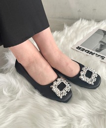 ビジュースクエアトゥパンプス ローヒールパンプス 軽量 セカンドシューズにおすすめ 結婚式 オケージョン パーティー お呼ばれ
