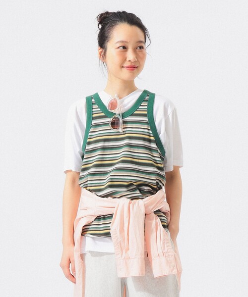 BEAMS BOY（ビームスボーイ）の「マルチボーダー タンクトップ（タンクトップ・レディース・ピンク/グリーン/オレンジ・0/1）」の2枚目の写真