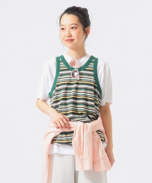 BEAMS BOY（ビームスボーイ）の「マルチボーダー タンクトップ（タンクトップ・レディース・ピンク/グリーン/オレンジ・0/1）」の20枚目の写真