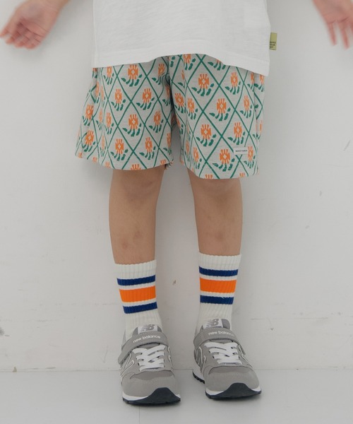 MAKE YOUR DAY（メイクユアデイ）の「ジャガード総柄5分丈パンツ■80～140cm（その他パンツ・キッズ・ターコイズブルー/オレンジ/ベージュ・80/90/100/110/120/130/140）」の3枚目の写真