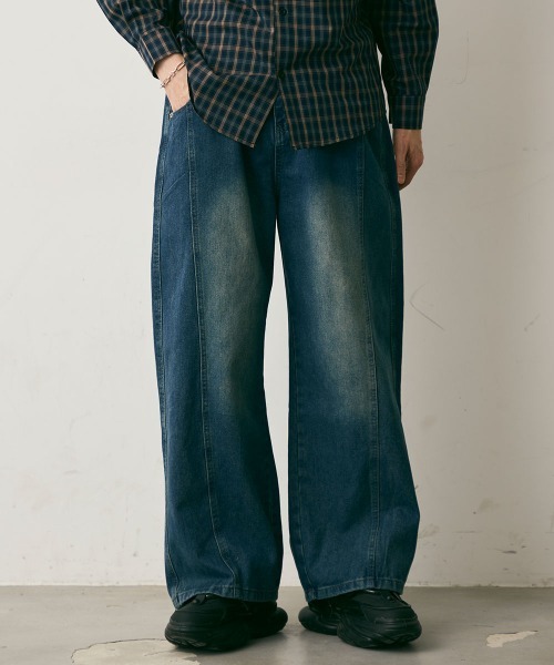 Shoowtime(ショウタイム)の「Vintage-Like Center Seam Denim Pants / ヴィンテージライクセンターシームデニムパンツ(デニムパンツ・メンズ・ブルー・X-LARGE/LARGE/MEDIUM)」の2枚目の写真