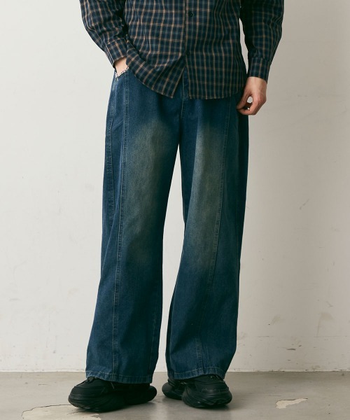 Shoowtime(ショウタイム)の「Vintage-Like Center Seam Denim Pants / ヴィンテージライクセンターシームデニムパンツ(デニムパンツ・メンズ・ブルー・X-LARGE/LARGE/MEDIUM)」の3枚目の写真