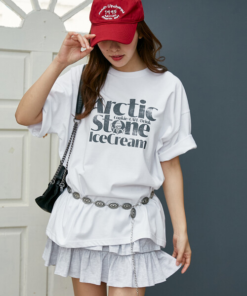 PUBLUX（パブリュクス）の「PUBLUX/パブリュクス ＜機能性素材＞LOVE POP STUDIO　ICE CREAM SHOP ロゴ Tシャツ　限定展開（Tシャツ/カットソー・メンズ・ピンク/ホワイト/ネイビー・L/M/S）」の10枚目の写真