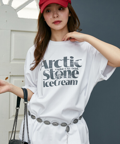 PUBLUX（パブリュクス）の「PUBLUX/パブリュクス ＜機能性素材＞LOVE POP STUDIO　ICE CREAM SHOP ロゴ Tシャツ　限定展開（Tシャツ/カットソー・メンズ・ピンク/ホワイト/ネイビー・L/M/S）」の12枚目の写真