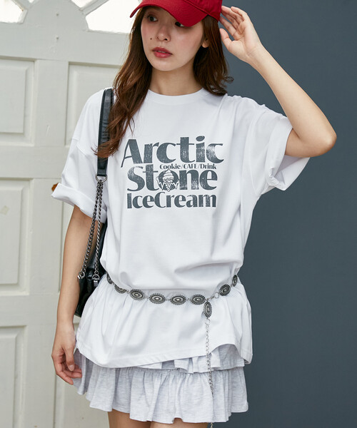 PUBLUX（パブリュクス）の「PUBLUX/パブリュクス ＜機能性素材＞LOVE POP STUDIO　ICE CREAM SHOP ロゴ Tシャツ　限定展開（Tシャツ/カットソー・メンズ・ピンク/ホワイト/ネイビー・L/M/S）」の15枚目の写真