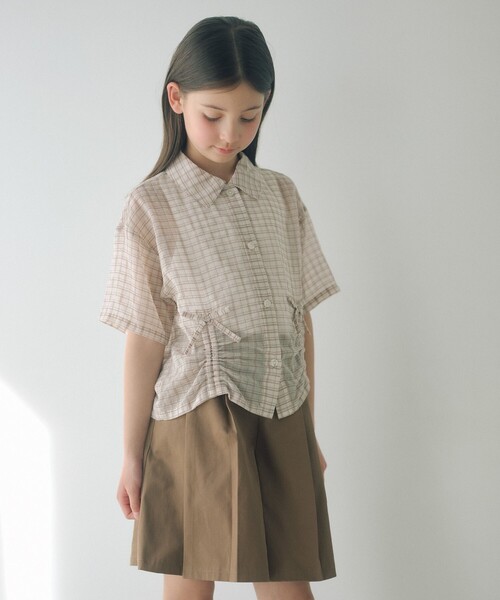 green label relaxing(グリーンレーベルリラクシング)の「シースルー チェック シャツ / キッズ 140cm-160cm(シャツ/ブラウス・キッズ・オフホワイト/ライトブルー・160cm/140cm/150cm)」の1枚目の写真
