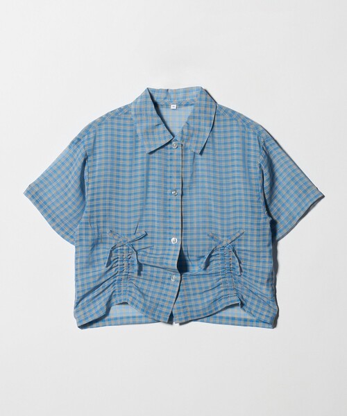 green label relaxing(グリーンレーベルリラクシング)の「シースルー チェック シャツ / キッズ 140cm-160cm(シャツ/ブラウス・キッズ・オフホワイト/ライトブルー・160cm/140cm/150cm)」の2枚目の写真