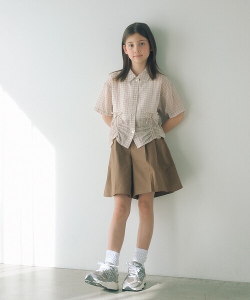green label relaxing(グリーンレーベルリラクシング)の「シースルー チェック シャツ / キッズ 140cm-160cm(シャツ/ブラウス・キッズ・オフホワイト/ライトブルー・160cm/140cm/150cm)」の3枚目の写真