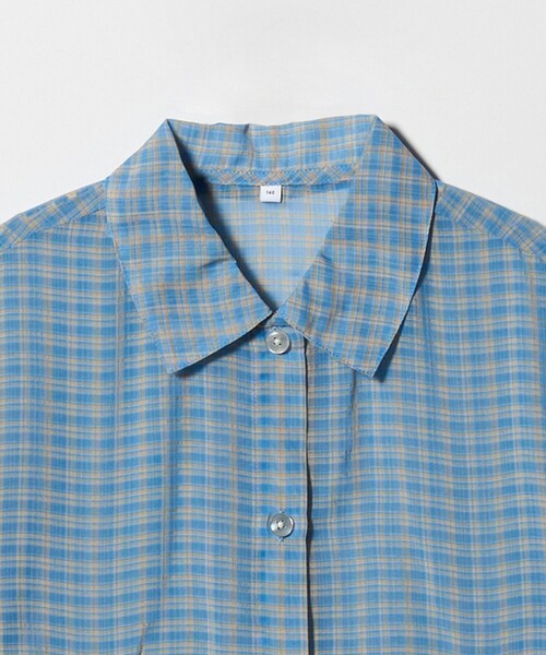 green label relaxing(グリーンレーベルリラクシング)の「シースルー チェック シャツ / キッズ 140cm-160cm(シャツ/ブラウス・キッズ・オフホワイト/ライトブルー・160cm/140cm/150cm)」の5枚目の写真
