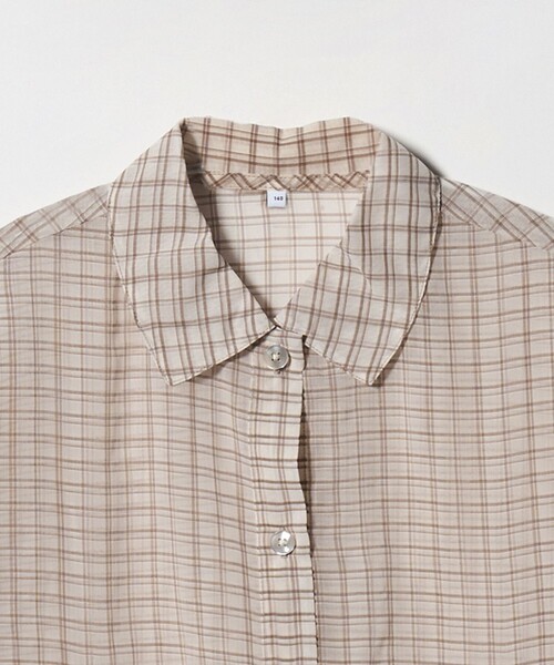 green label relaxing(グリーンレーベルリラクシング)の「シースルー チェック シャツ / キッズ 140cm-160cm(シャツ/ブラウス・キッズ・オフホワイト/ライトブルー・160cm/140cm/150cm)」の12枚目の写真