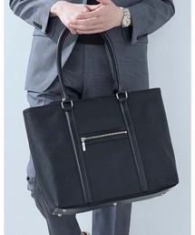 Perfect Suit FActory | 前ポケット　ビジネストートバッグ　ブラック/ネイビー(ビジネスバッグ)
