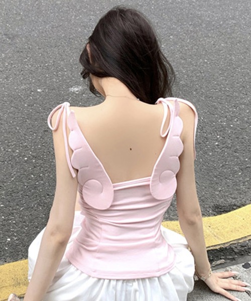 WEGO(ウィゴー)の「エンジェルリボンキャミソール(キャミソール・レディース・ホワイト/ピンク・LARGE/MEDIUM)」の2枚目の写真