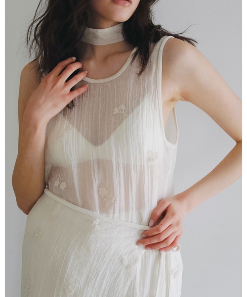 anuke（アンヌーク）の「Embroidery Sleeveless Onepiece（ワンピース・レディース・ブラック/アイボリー・38inch/36inch）」の19枚目の写真