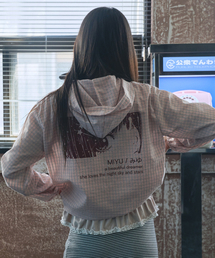 MIHEV（ミヘブ）の「ミユバックプリントフードジップアップジャケットピンク（その他アウター）」