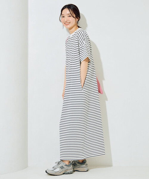 FREAK'S STORE(フリークスストア)の「限定展開 USAコットン ビッグシルエット Tシャツワンピース(ワンピース・レディース・ブラウン/レッド/ストライプ/ネイビー/オリーブ/ブラック/ブルー/オフホワイト・MEDIUM/SMALL)」の13枚目の写真