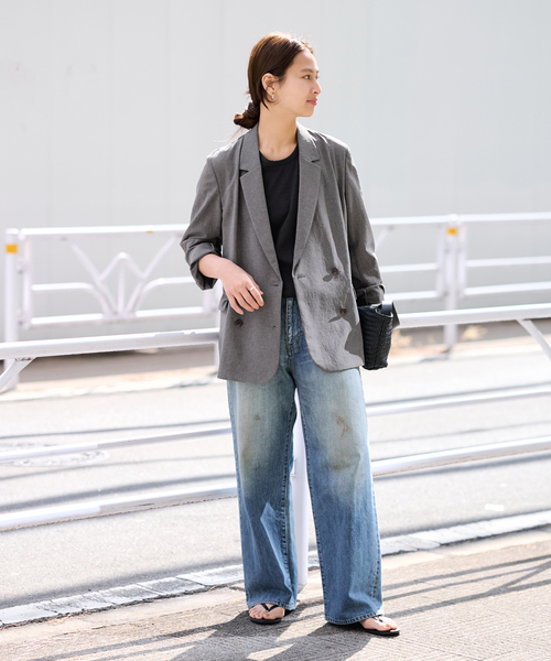 FRAMeWORK（フレームワーク）の「撥水強撚PEダブルジャケット（テーラードジャケット・レディース・チャコールグレー/ネイビー・38/36）」の3枚目の写真