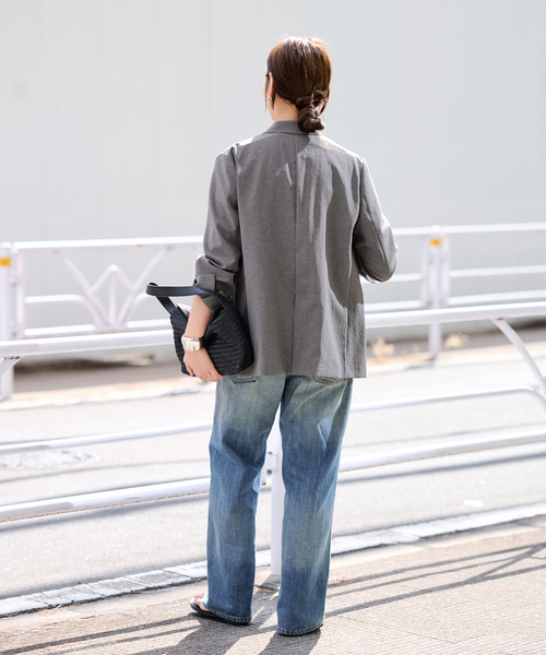 FRAMeWORK（フレームワーク）の「撥水強撚PEダブルジャケット（テーラードジャケット・レディース・チャコールグレー/ネイビー・38/36）」の5枚目の写真