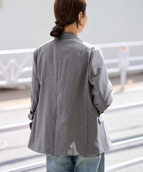 FRAMeWORK（フレームワーク）の「撥水強撚PEダブルジャケット（テーラードジャケット・レディース・チャコールグレー/ネイビー・38/36）」の9枚目の写真