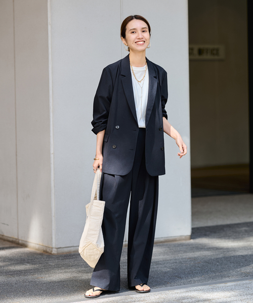 FRAMeWORK（フレームワーク）の「撥水強撚PEダブルジャケット（テーラードジャケット・レディース・チャコールグレー/ネイビー・38/36）」の11枚目の写真