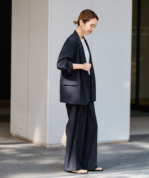 FRAMeWORK（フレームワーク）の「撥水強撚PEダブルジャケット（テーラードジャケット・レディース・チャコールグレー/ネイビー・38/36）」の12枚目の写真