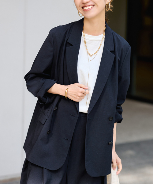 FRAMeWORK（フレームワーク）の「撥水強撚PEダブルジャケット（テーラードジャケット・レディース・チャコールグレー/ネイビー・38/36）」の14枚目の写真