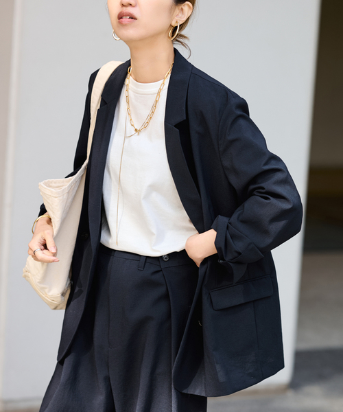 FRAMeWORK（フレームワーク）の「撥水強撚PEダブルジャケット（テーラードジャケット・レディース・チャコールグレー/ネイビー・38/36）」の15枚目の写真