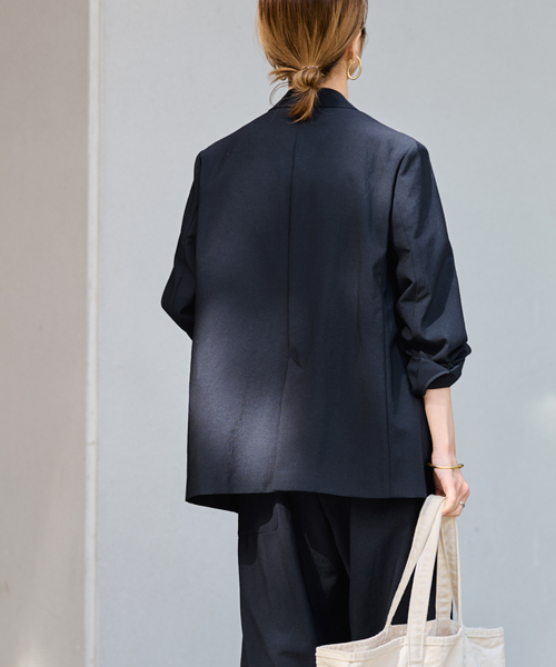 FRAMeWORK（フレームワーク）の「撥水強撚PEダブルジャケット（テーラードジャケット・レディース・チャコールグレー/ネイビー・38/36）」の17枚目の写真