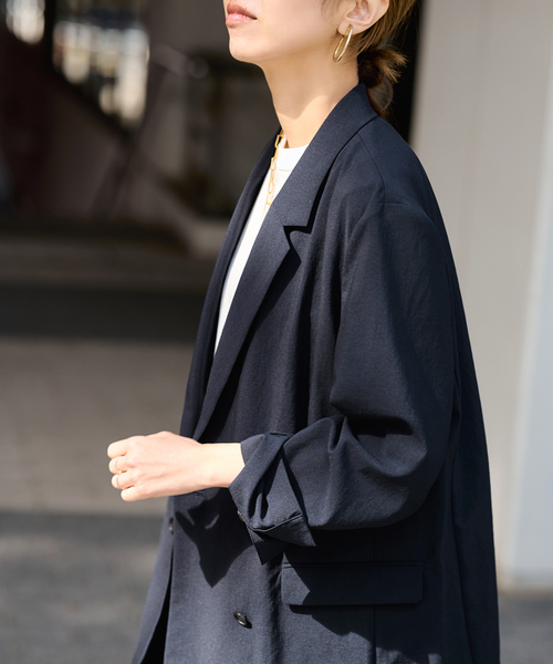 FRAMeWORK（フレームワーク）の「撥水強撚PEダブルジャケット（テーラードジャケット・レディース・チャコールグレー/ネイビー・38/36）」の18枚目の写真