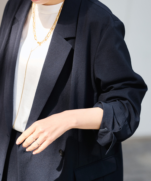 FRAMeWORK（フレームワーク）の「撥水強撚PEダブルジャケット（テーラードジャケット・レディース・チャコールグレー/ネイビー・38/36）」の19枚目の写真