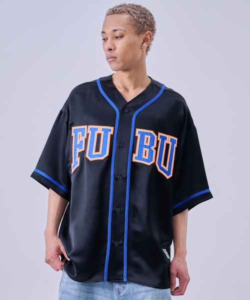 FUBU( フブ)の「FUBU フブ ブランド Satin Baseball Shirts/サテン ベースボールシャツ(シャツ/ブラウス・メンズ・ライトブルー/ブラック/ホワイト・XL/L/M/XXL)」の2枚目の写真