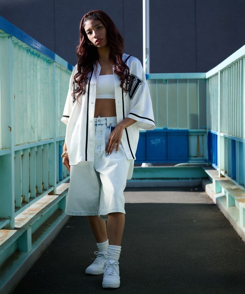 FUBU( フブ)の「FUBU フブ ブランド Satin Baseball Shirts/サテン ベースボールシャツ(シャツ/ブラウス・メンズ・ライトブルー/ブラック/ホワイト・XL/L/M/XXL)」の6枚目の写真