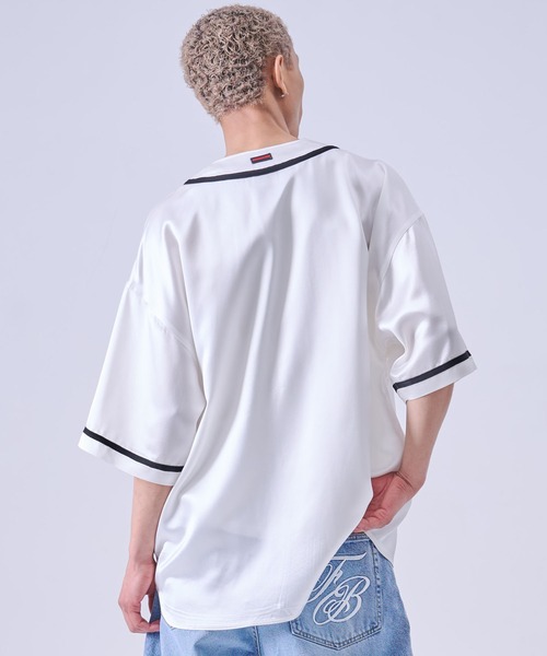FUBU( フブ)の「FUBU フブ ブランド Satin Baseball Shirts/サテン ベースボールシャツ(シャツ/ブラウス・メンズ・ライトブルー/ブラック/ホワイト・XL/L/M/XXL)」の9枚目の写真