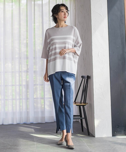 la.f…（ラエフ）の「【WEB限定】“美脚デニム見え”裾スリットテーパードパンツ（その他パンツ・レディース・ダークネイビー/ブラック・7号/9号）」の7枚目の写真