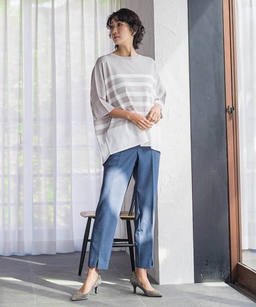 la.f…（ラエフ）の「【WEB限定】“美脚デニム見え”裾スリットテーパードパンツ（その他パンツ・レディース・ダークネイビー/ブラック・7号/9号）」の8枚目の写真